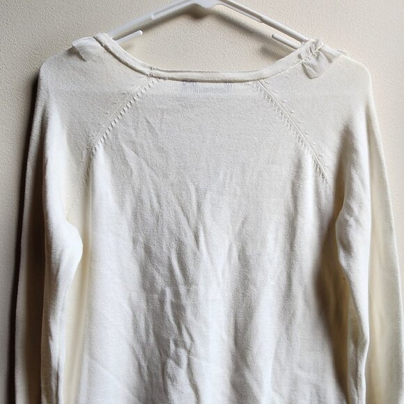 Daisy Fuentes Cream Ruffled Button Down Cardigan Size Small - Picture 15 of 16